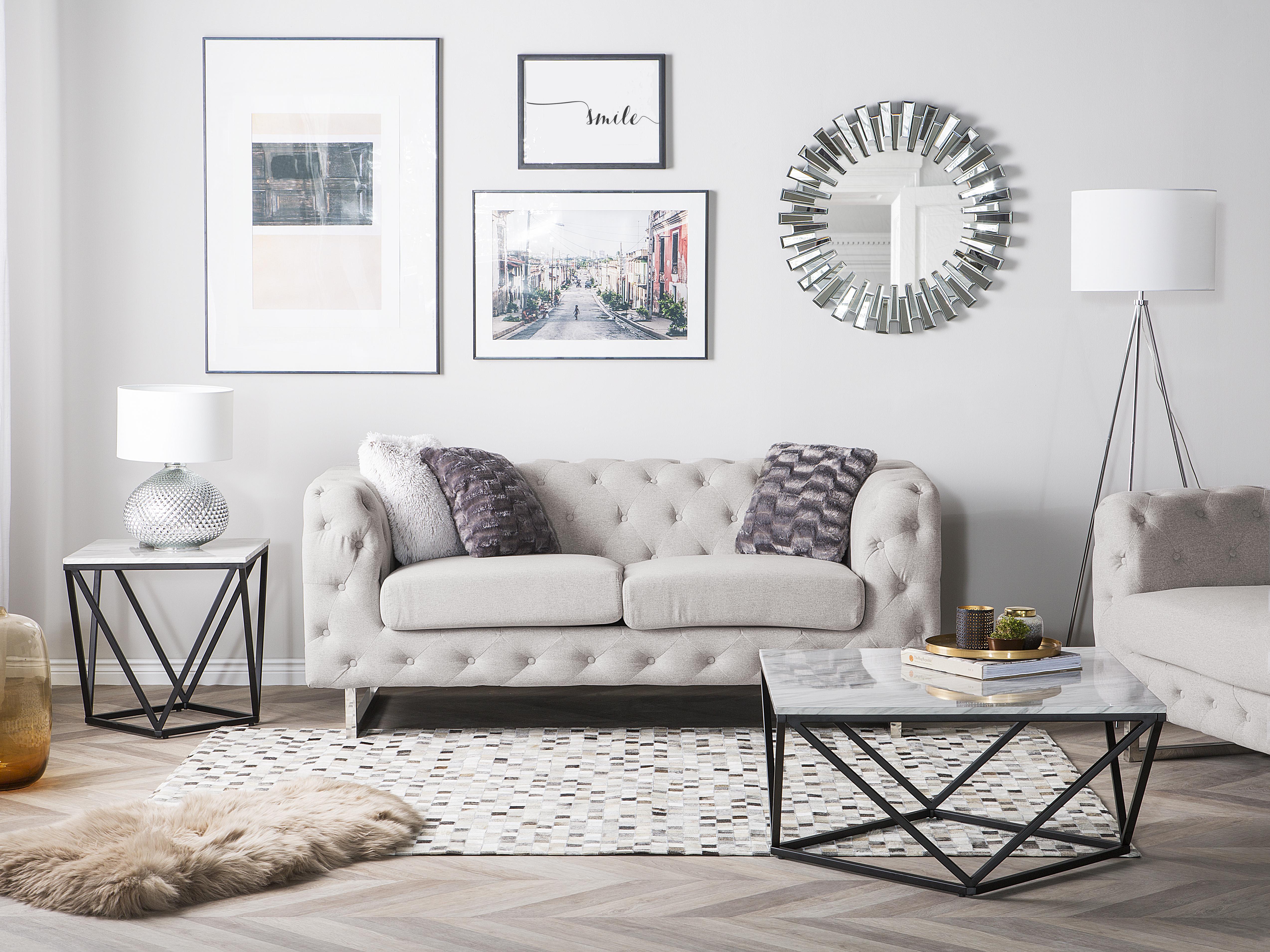Bank 2-zits VISSLAND Stof Lichtbeige