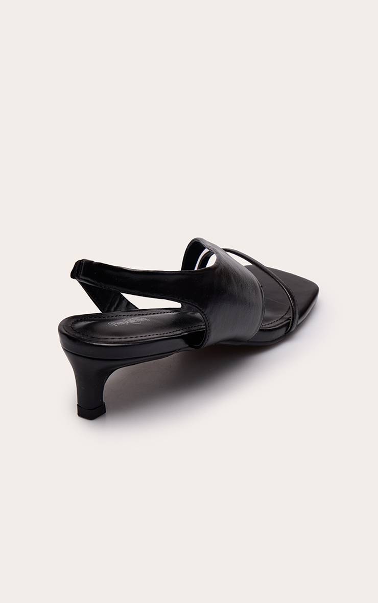 Noir Escarpins À Talon Chaton Avec Bride Asymétrique En Synthétiquecuir