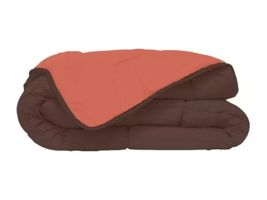 Couette chaude Microfibre 400 gr/m2 CALGARY Chocolat + Corail 220x240cm