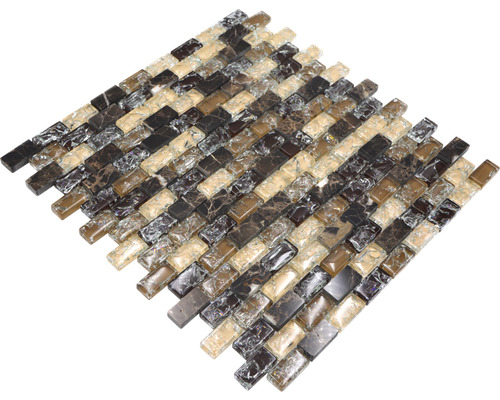 Glasmozaïek met natuursteen XIC B1155 bruin/beige 30x28,5 cm