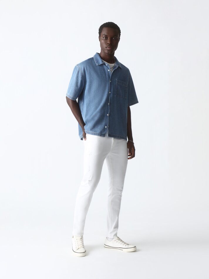 Calça jeans skinny confortável premium - Branca