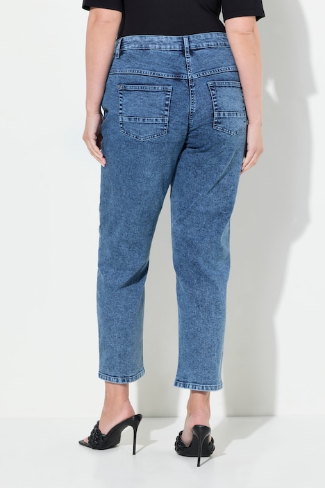 Jeans, Loose Fit, Blumen-Stickerei, 5-Pocket