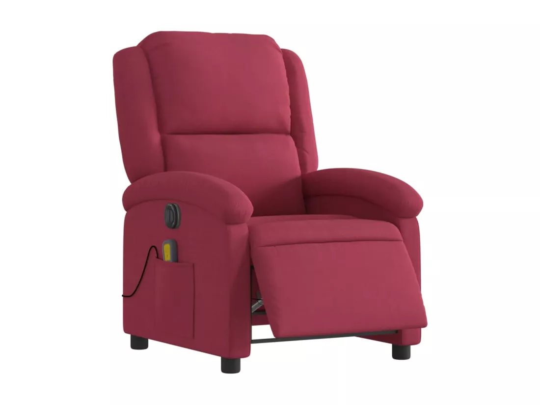 Fauteuil inclinable massage électrique rouge bordeaux velours