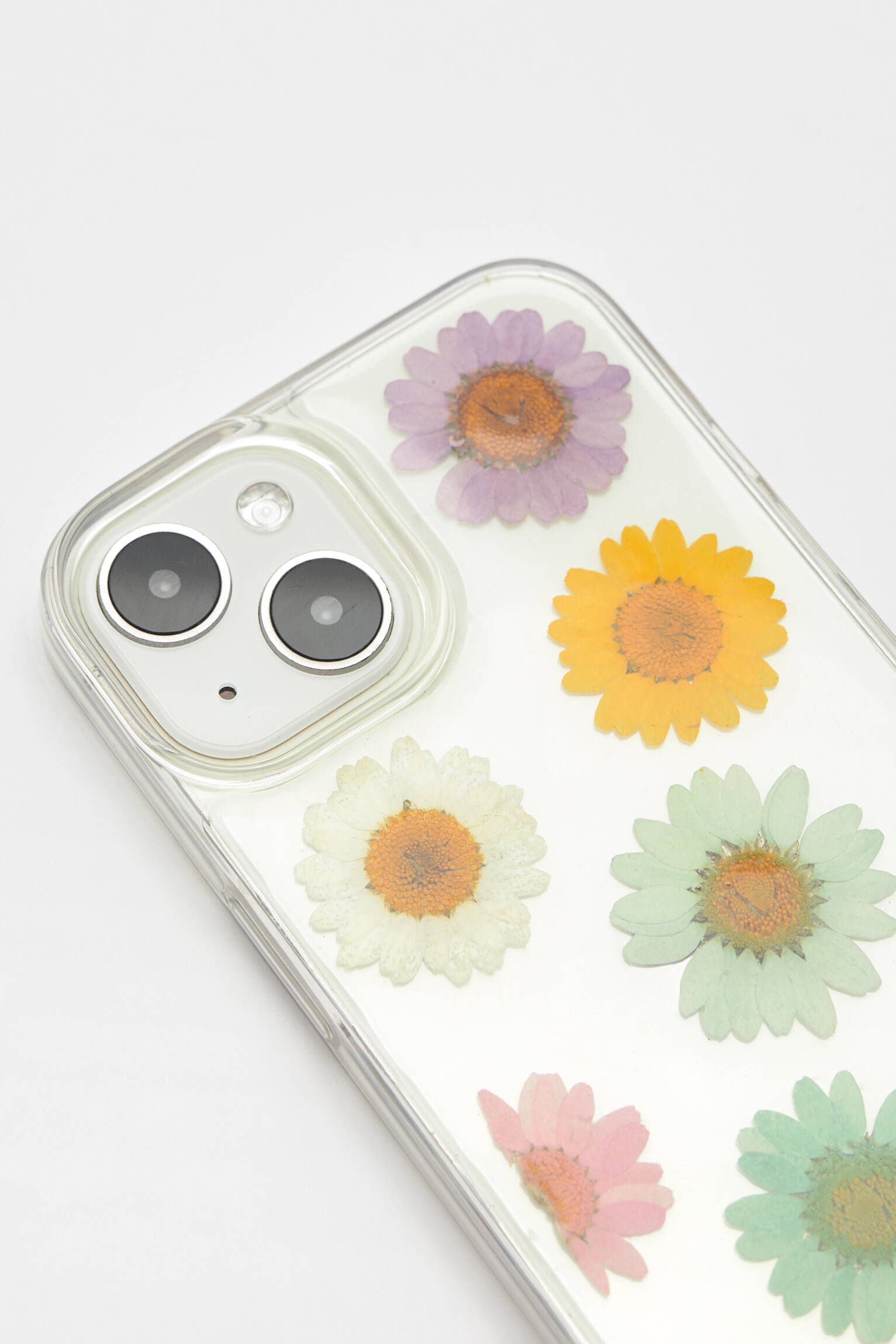 CAPA PARA IPHONE COM FLORES SECAS - BRANCA