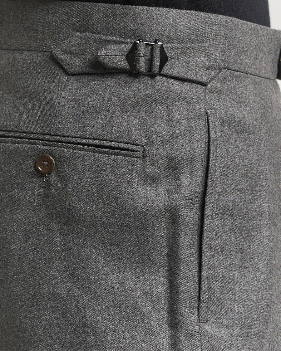 Ralph Lauren Purple Label Worsted Flannel Trousers Light Grey