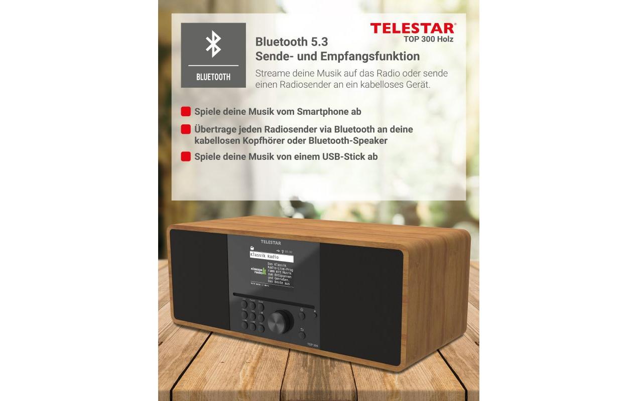 Internet Radio TOP 300 Braun/Holz<br>Stereo-Radio mit CD-Player, DAB+/FM und Internetradio
