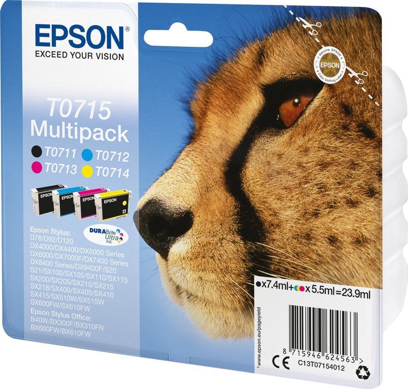Epson T0715 Inktcartridge Multicolor / Zwart