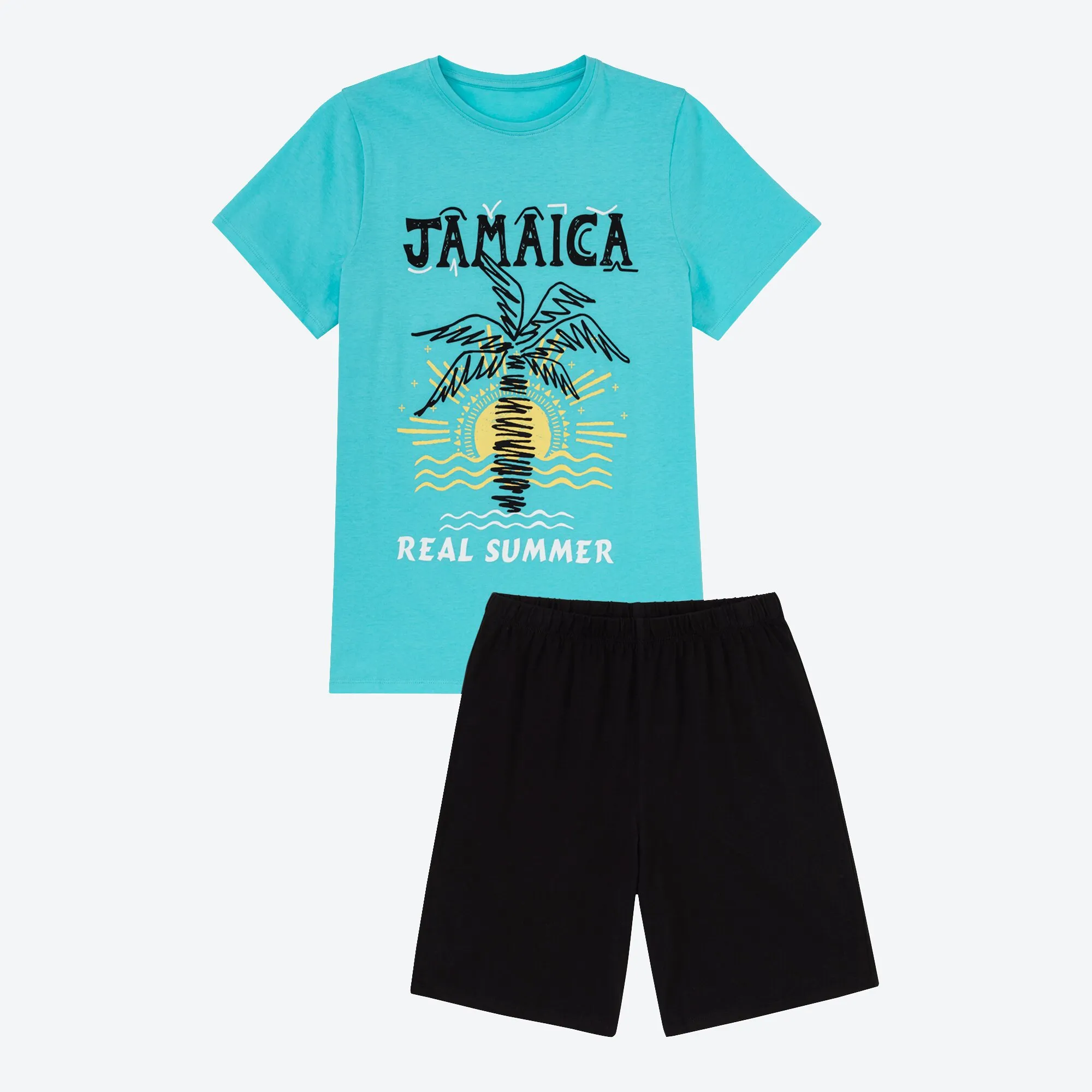 Jungen-Shorty mit Palmen-Frontaufdruck, 2-teilig