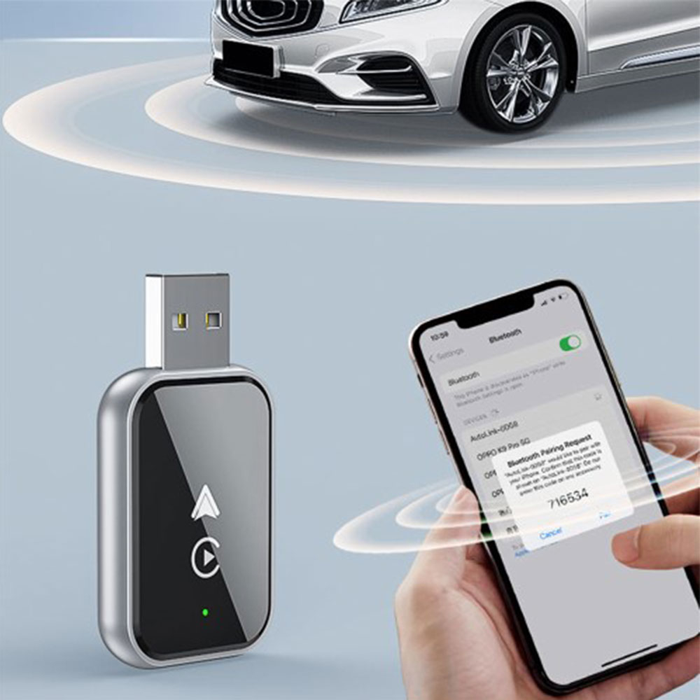 Bluetooth Android Auto / Apple Carplay KFZ USB A / USB C Adapter für Android / iOS Smartphones (Google Assistant / Siri) - Schwarz