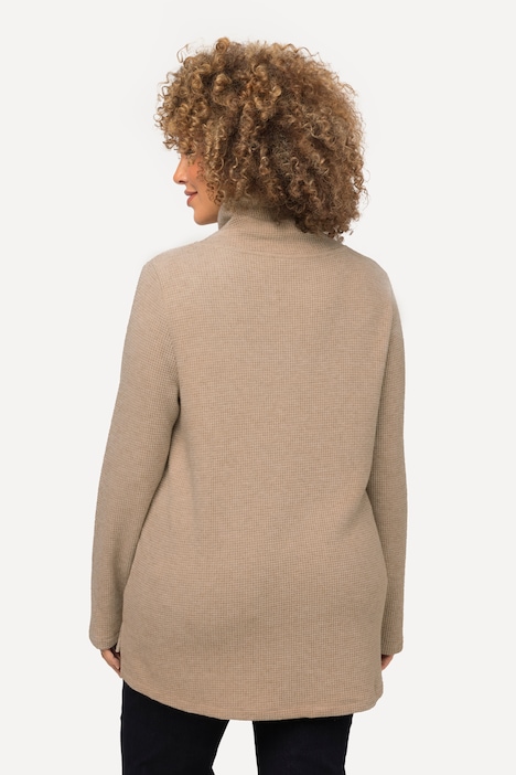 Sweatshirt, Waffelstruktur, Glitter, Stehkragen, Langarm