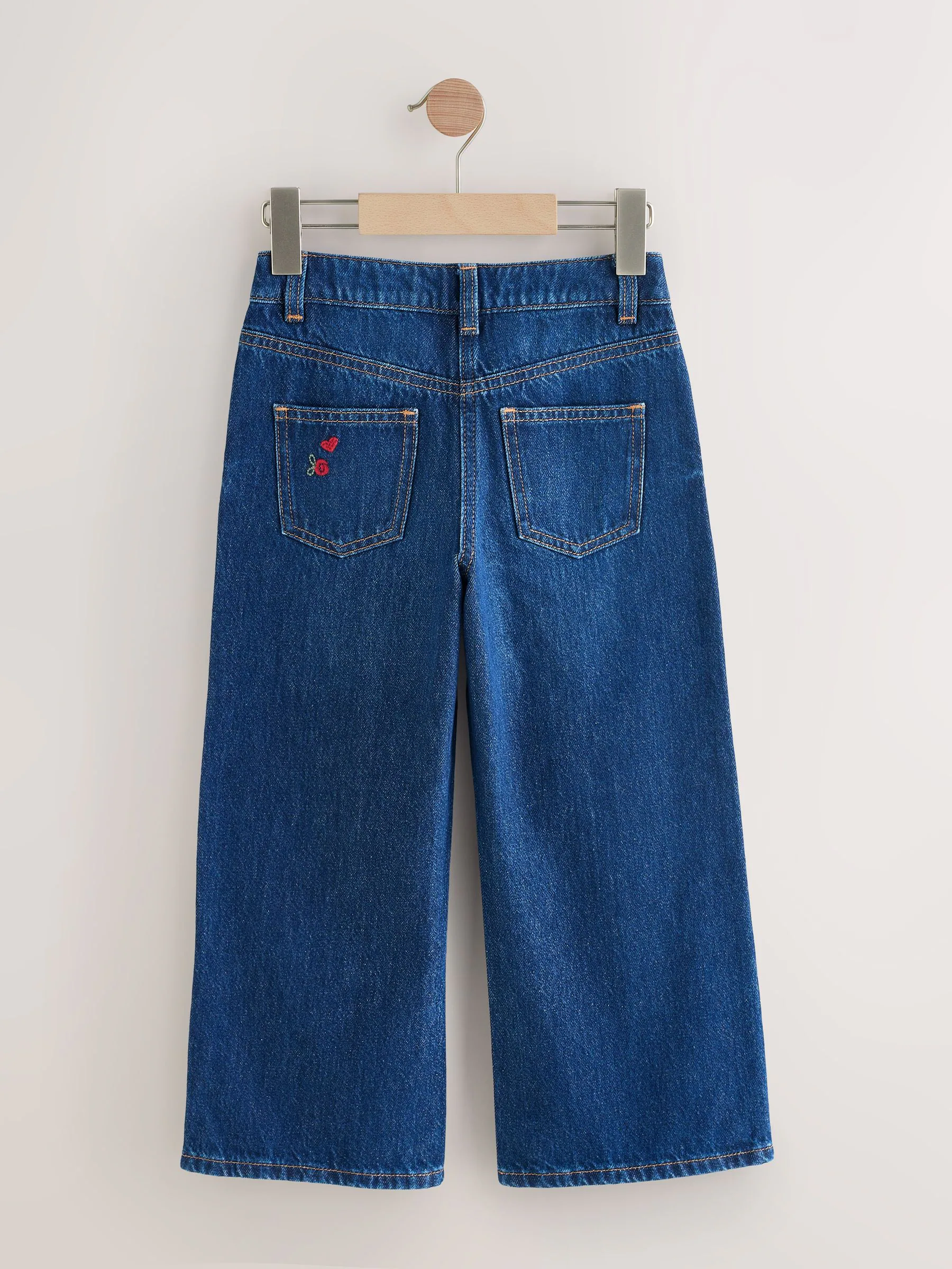 Donkerblauw - Wide Floral Print Embellished Jeans (3-16yrs)
