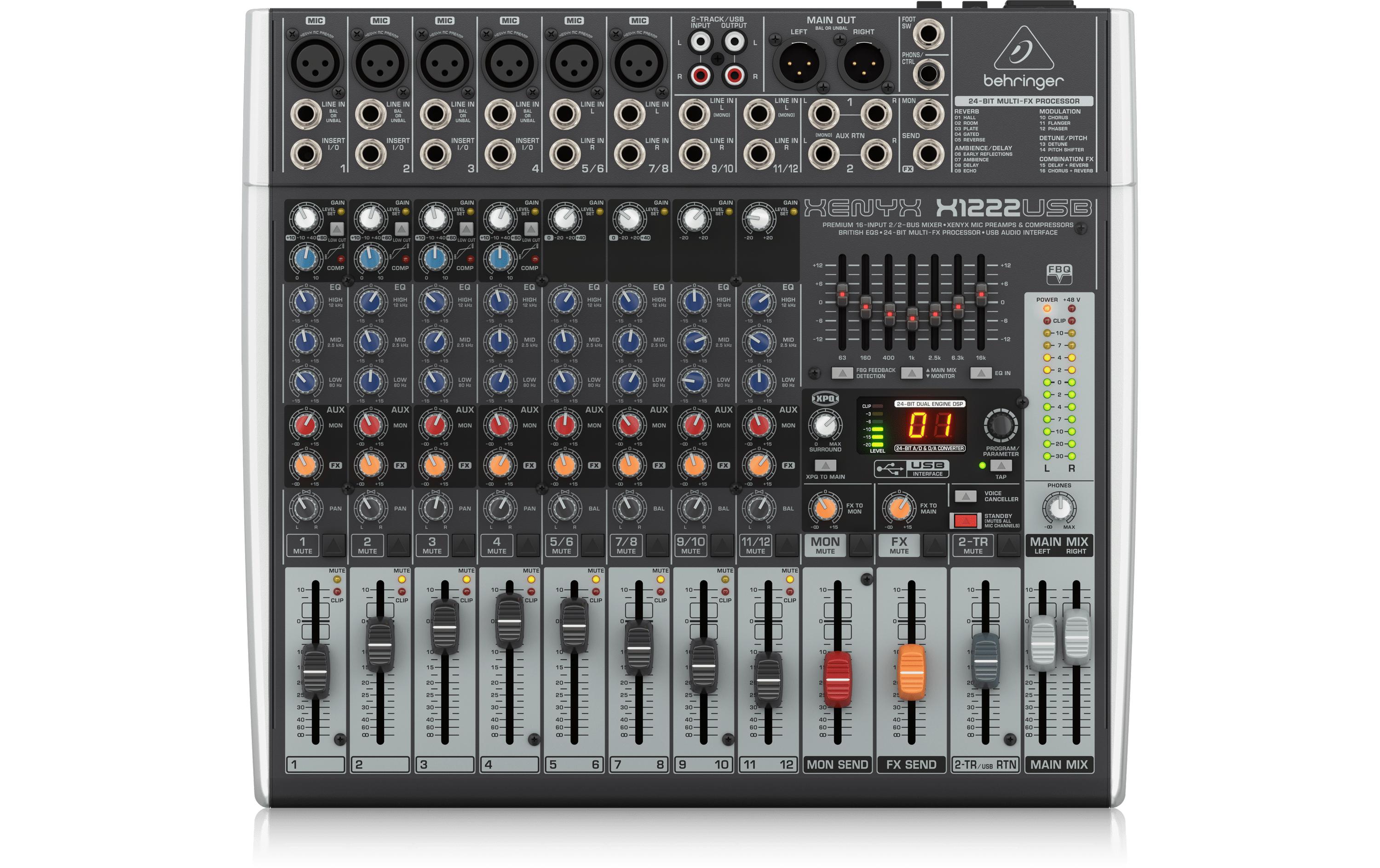Mischpult XENYX X1222USB<br>16-Kanal Analogmischpult mit integriertem USB-Audiointerface