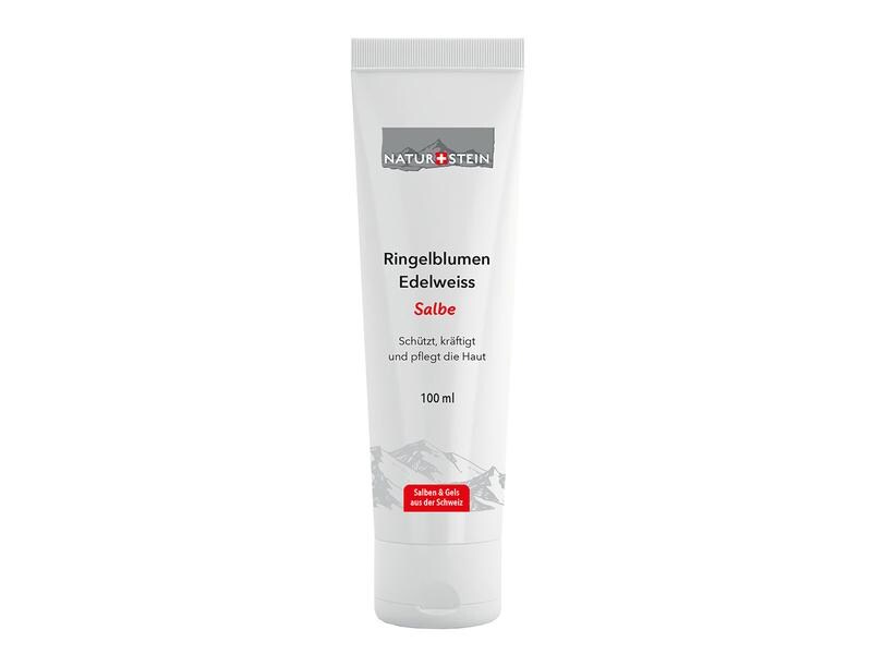Naturstein Ringelblume / Edelweiss Salbe 100 ml Milde Pflegecreme mit Schweizer Edelweiss und Ringelblumen