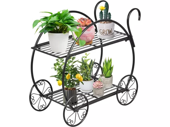 Support de Plantes à 2 Niveaux en Métal Anti-rouille de Style Parisien