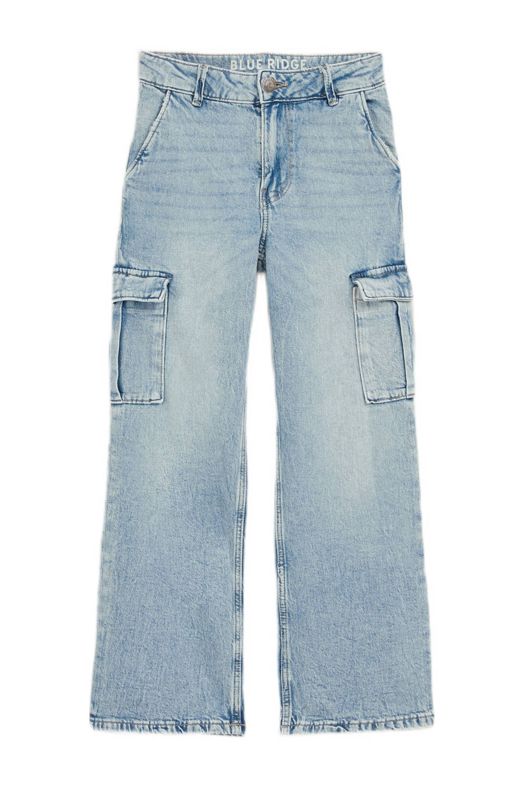 WE Fashion high waist loose fit jeans lichtblauw