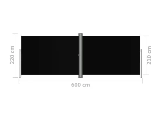 Auvent latéral rétractable Noir 220x600