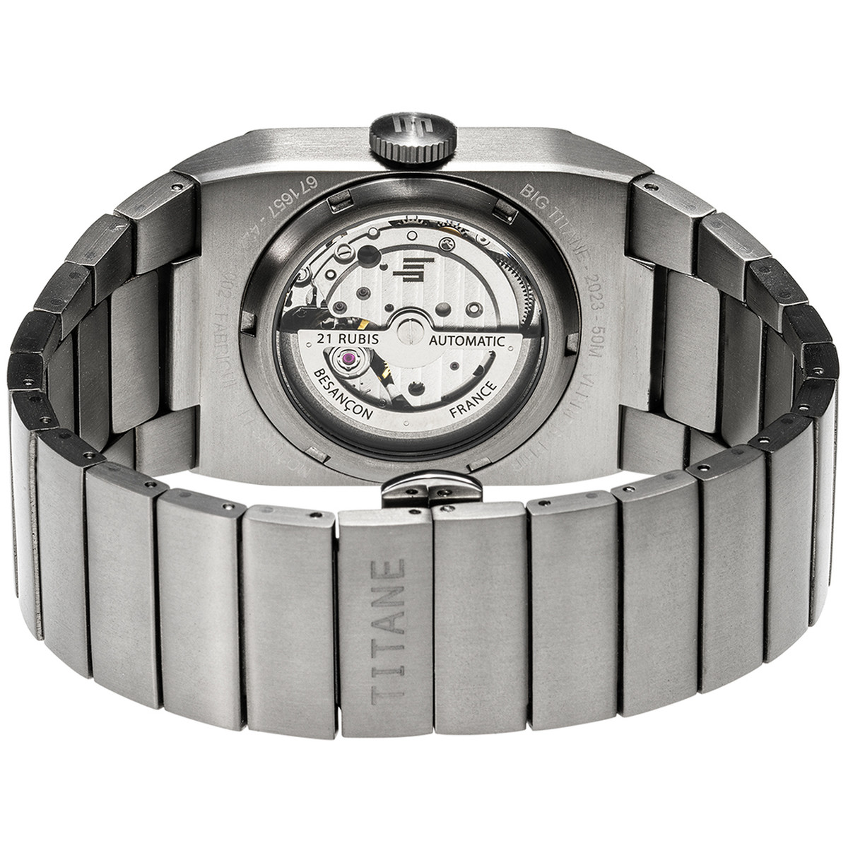 Montre LIP Big Titane homme automatique acier bracelet titane gris