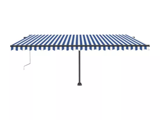 Auvent automatique sur pied 500x300 cm Bleu/Blanc