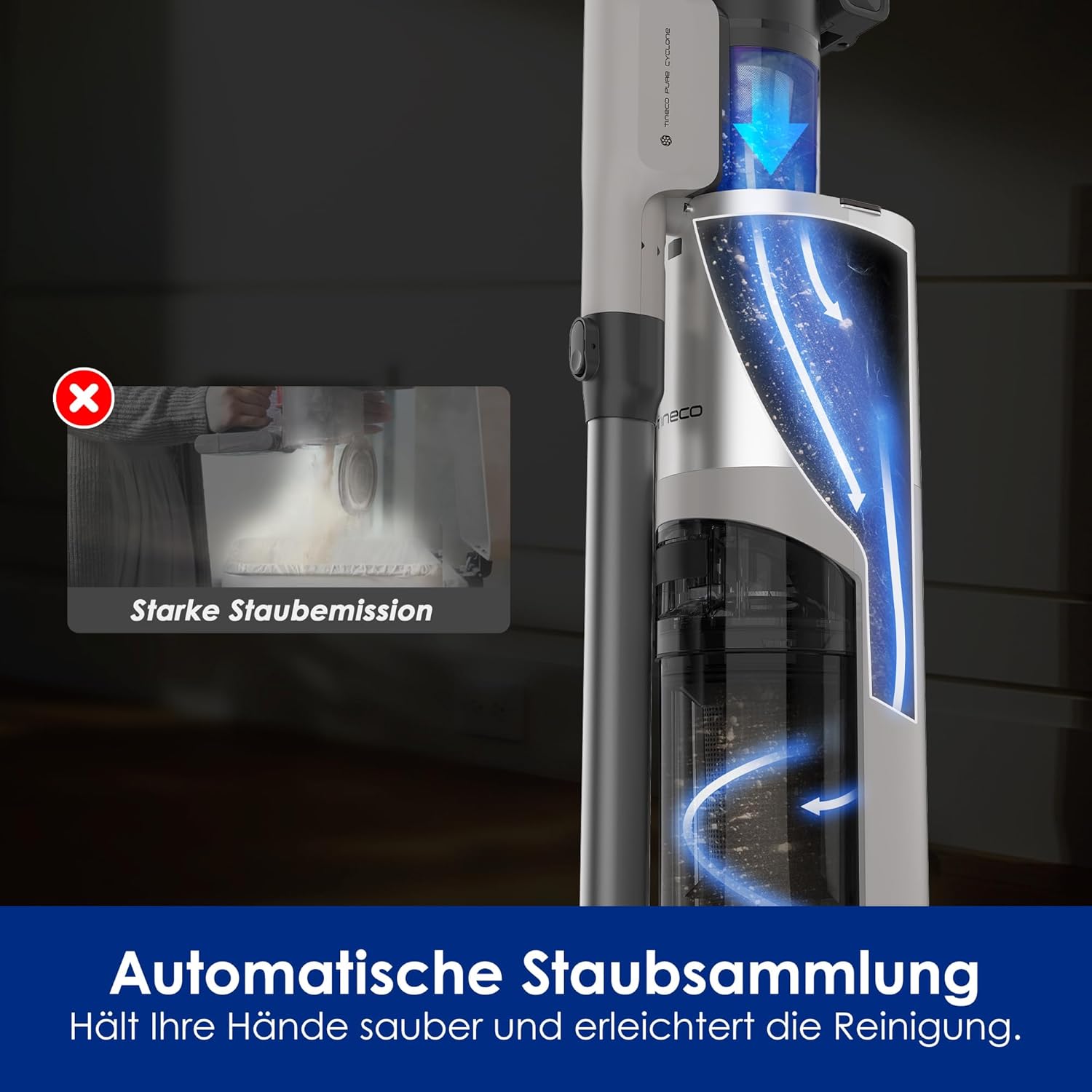 Tineco Pure ONE Station 5 PRO Kabelloser Akku Staubsauger, vollständiger Selbstreinigung, 200AW Saugkraft, Bis zu100 Min Laufzeit, ZeroTangle, EdgeSense, LightSense