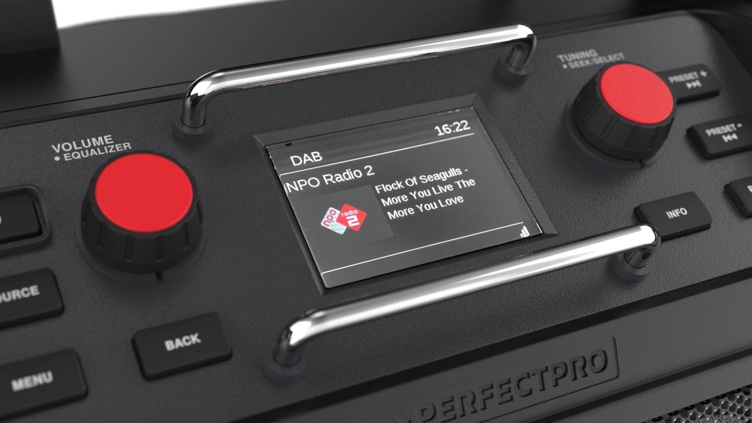 PerfectPro ROCKPRO Bouwradio werkt op accu en netstroom - FM - AUX-ingang - Zwart