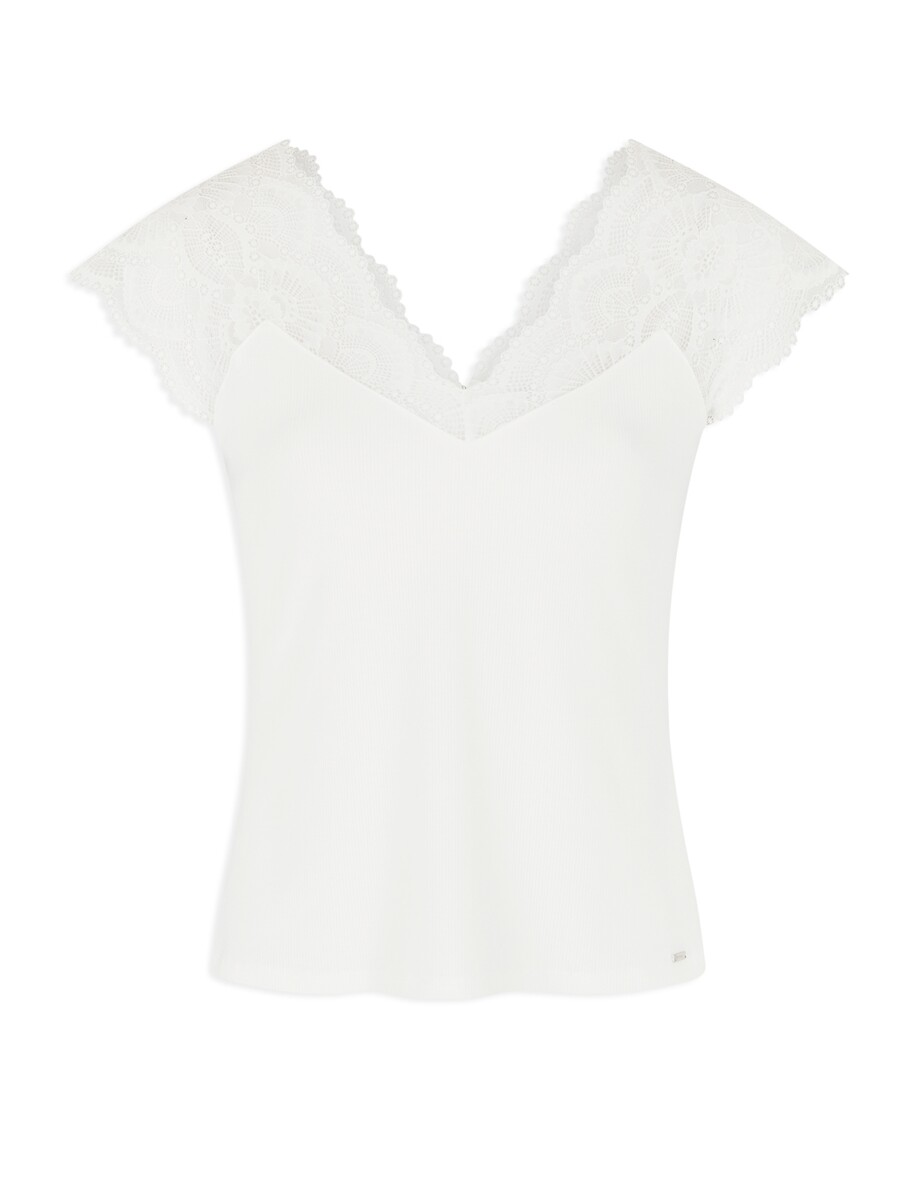 MORGAN<br>Camiseta de manga curta com renda