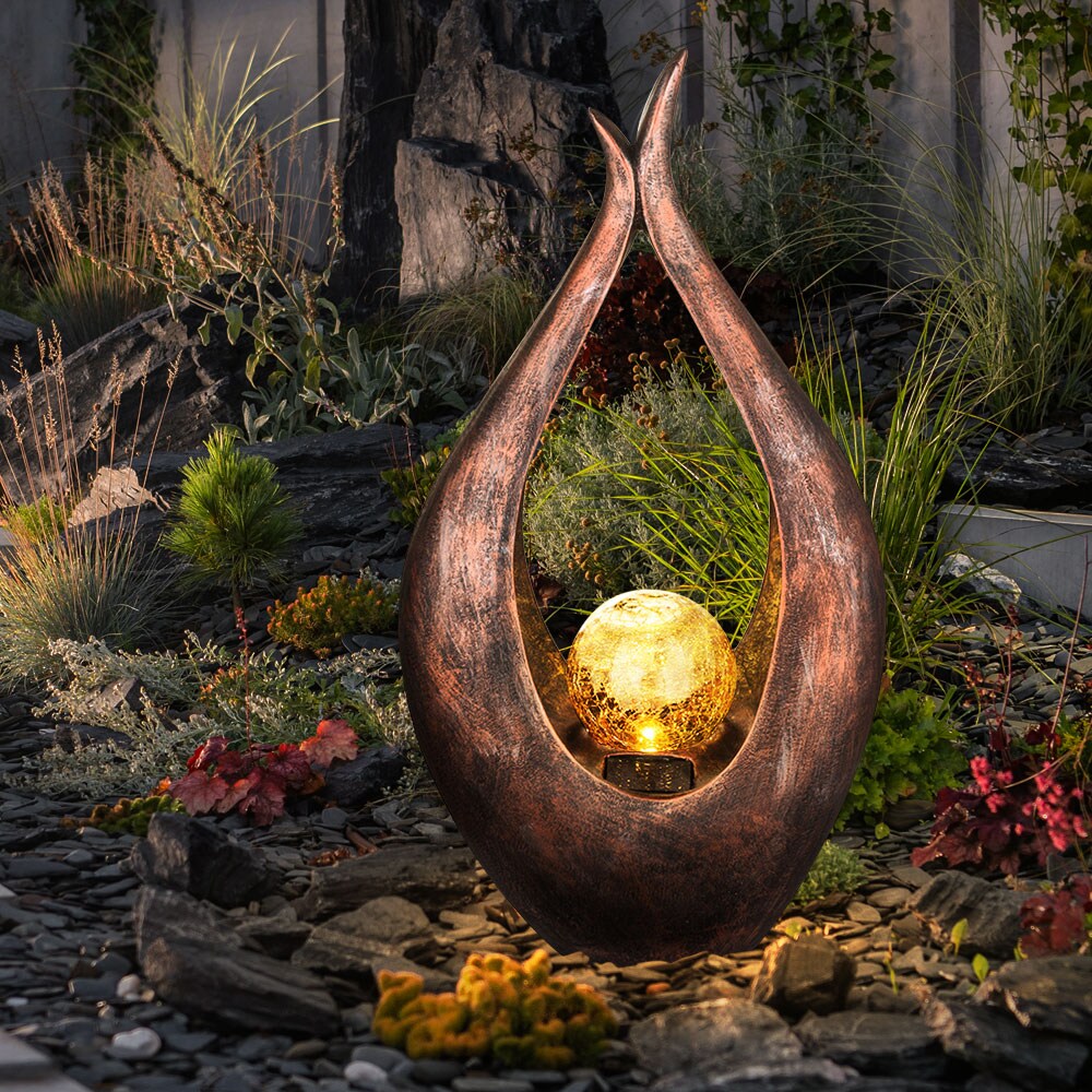 LED Solarleuchte Bronzefarben mit Glaskugel Höhe 50 cm