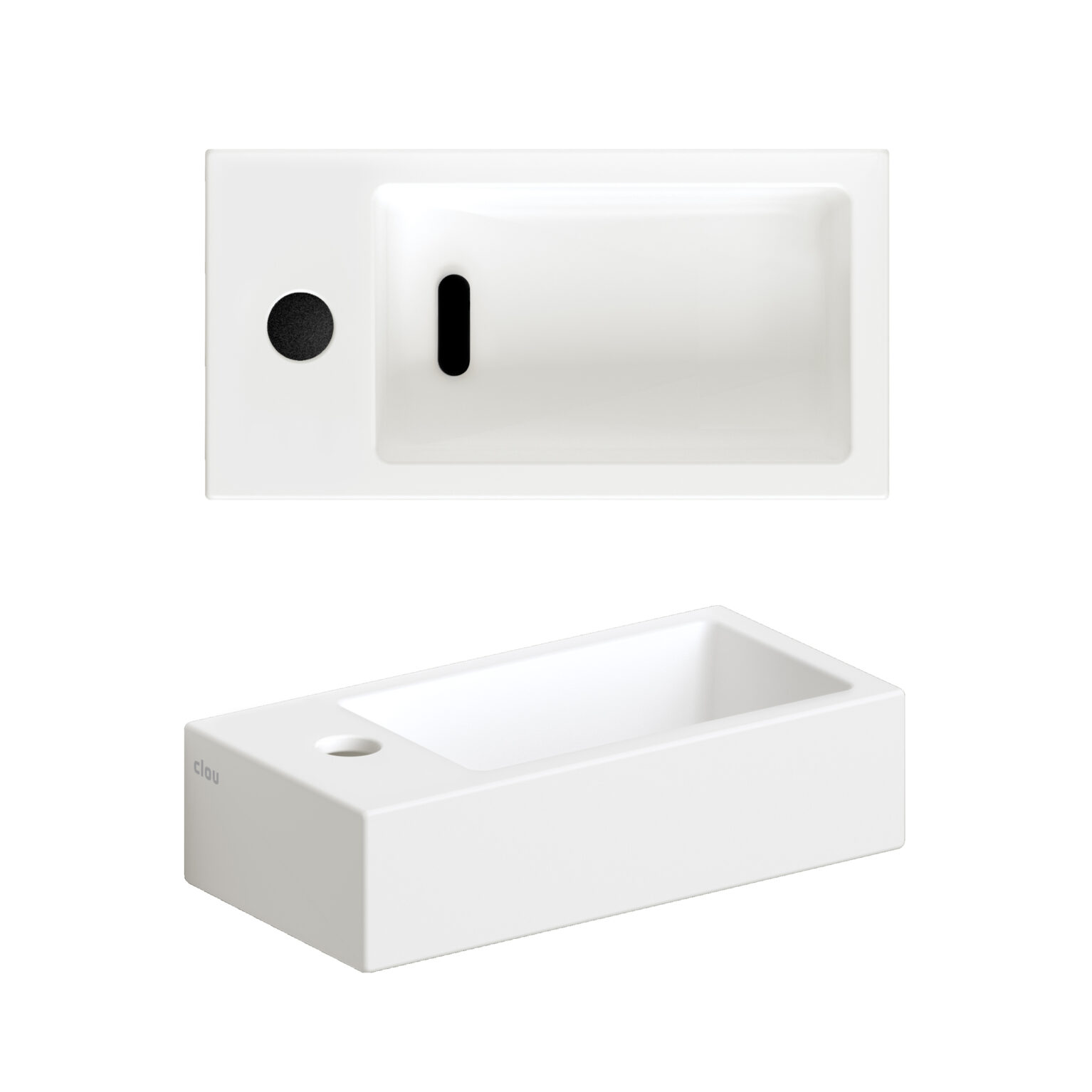 Clou Flush 3 keramische fontein 36cm met kraangat links wit mat