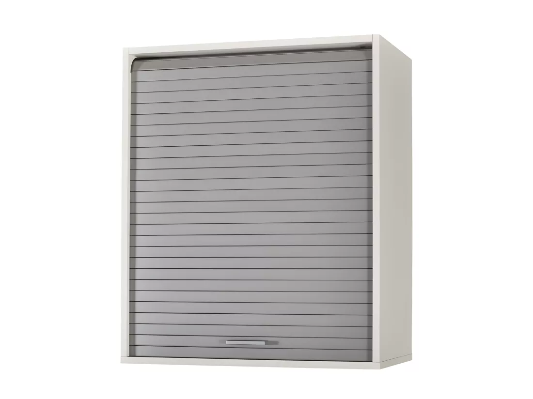 Meuble Cuisine Blanc Rideau Noir Chêne ou Alu 4 Niches L 60 H 72 P 35 cm - Coloris: Aluminium