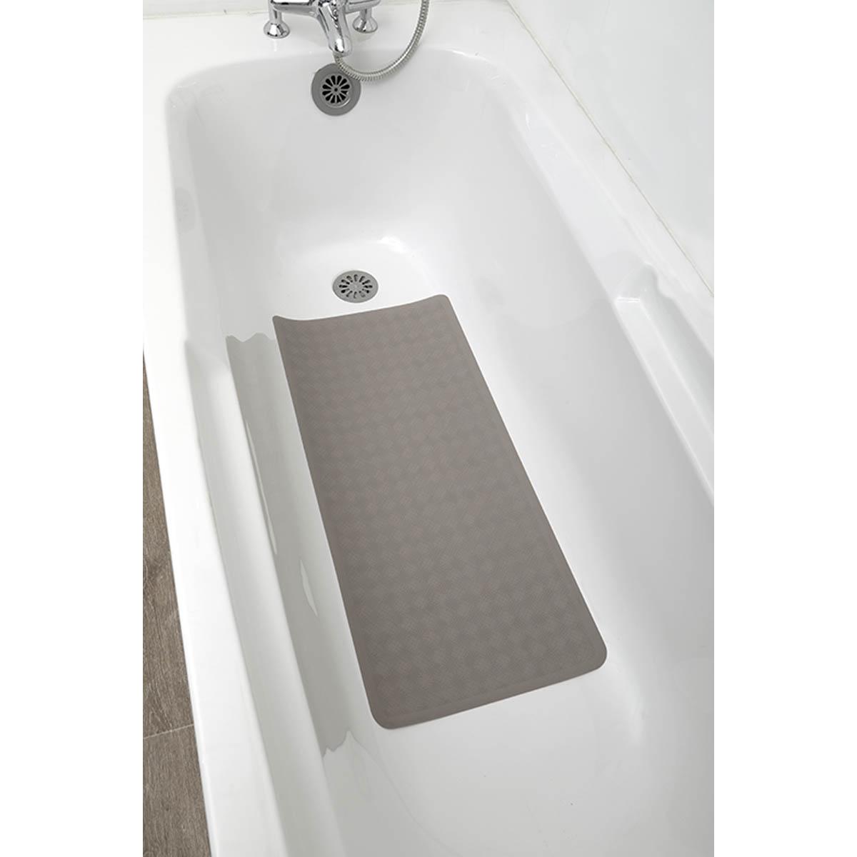 FOND DE BAIGNOIRE CAOUTCHOUC NATUREL 34X74CM TAUPE