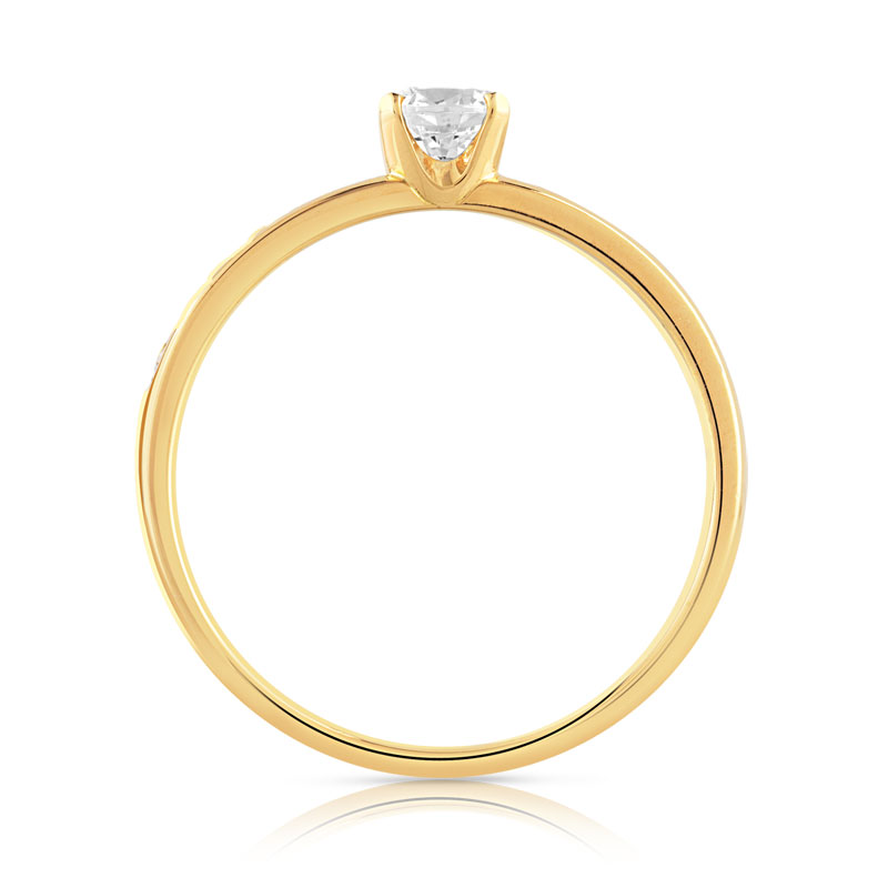 Bague solitaire or 750 jaune diamant 60/100e de carat