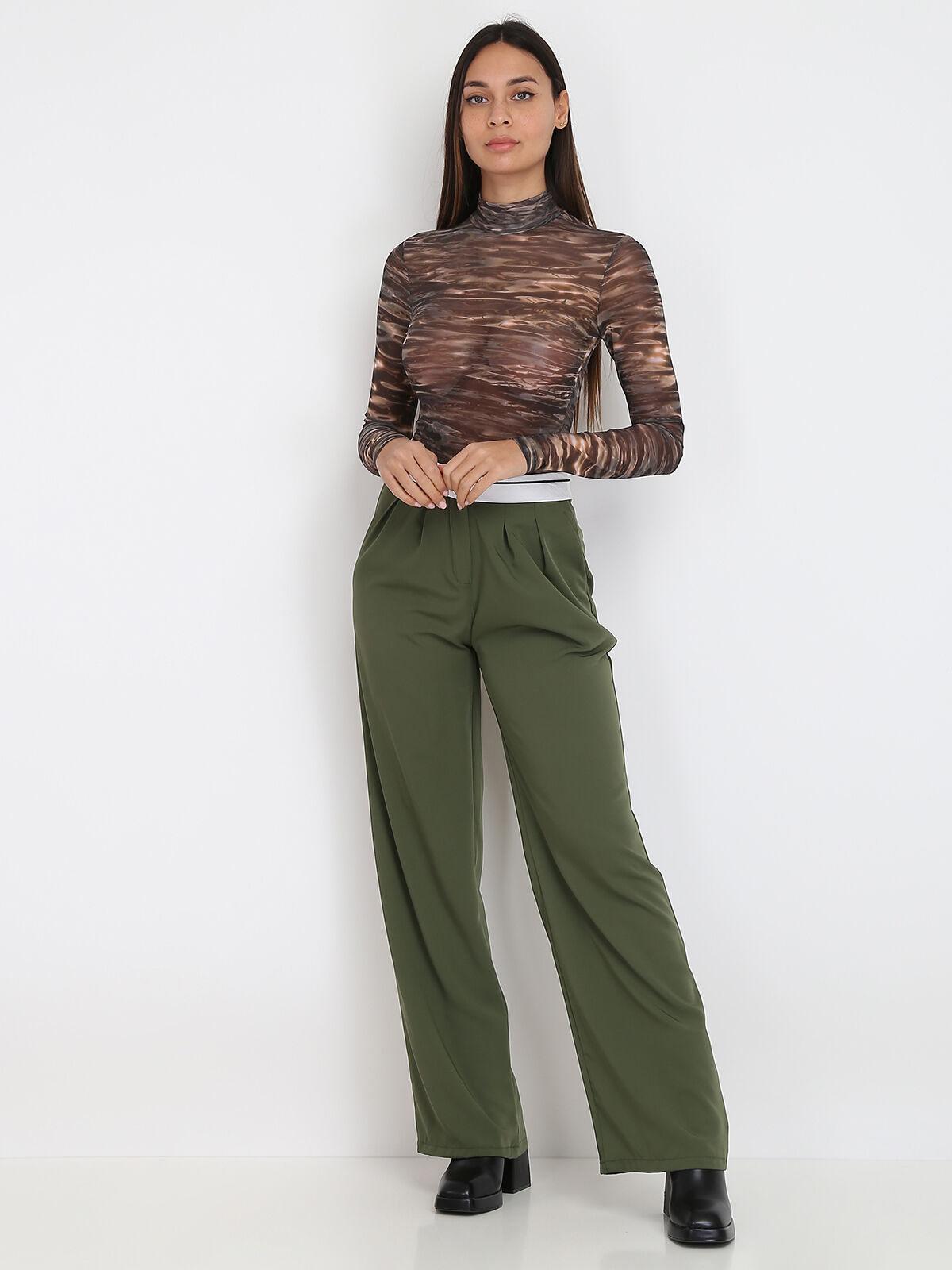 Body en mech à motif marbré- Marron