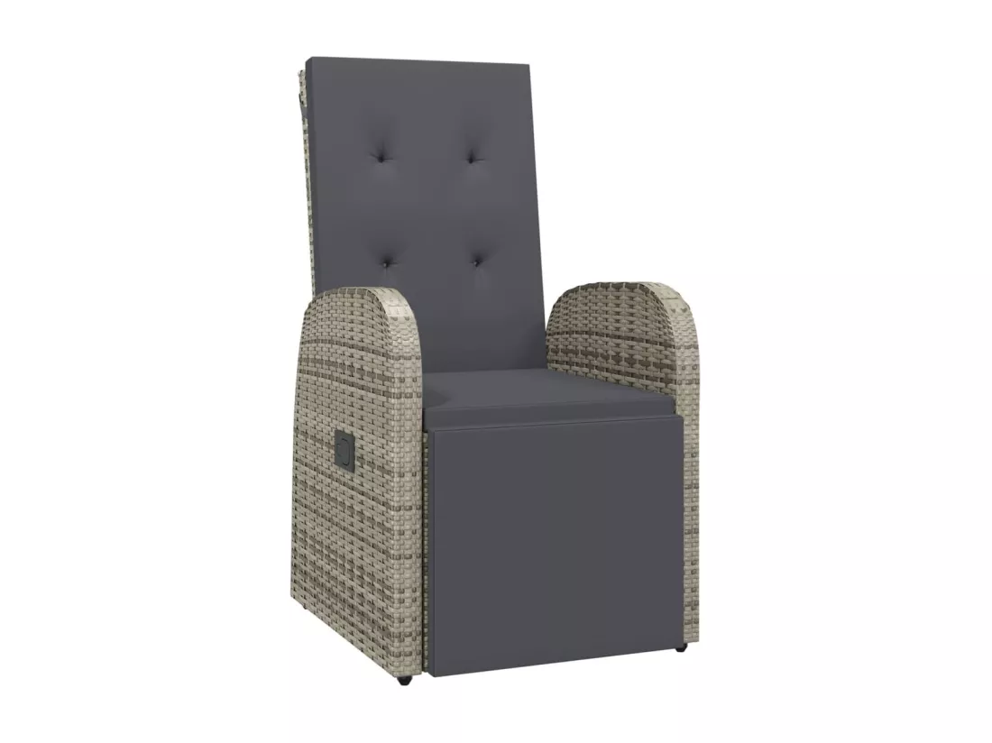 Chaises de jardin inclinables coussins 2 pièces Gris Résine tressée