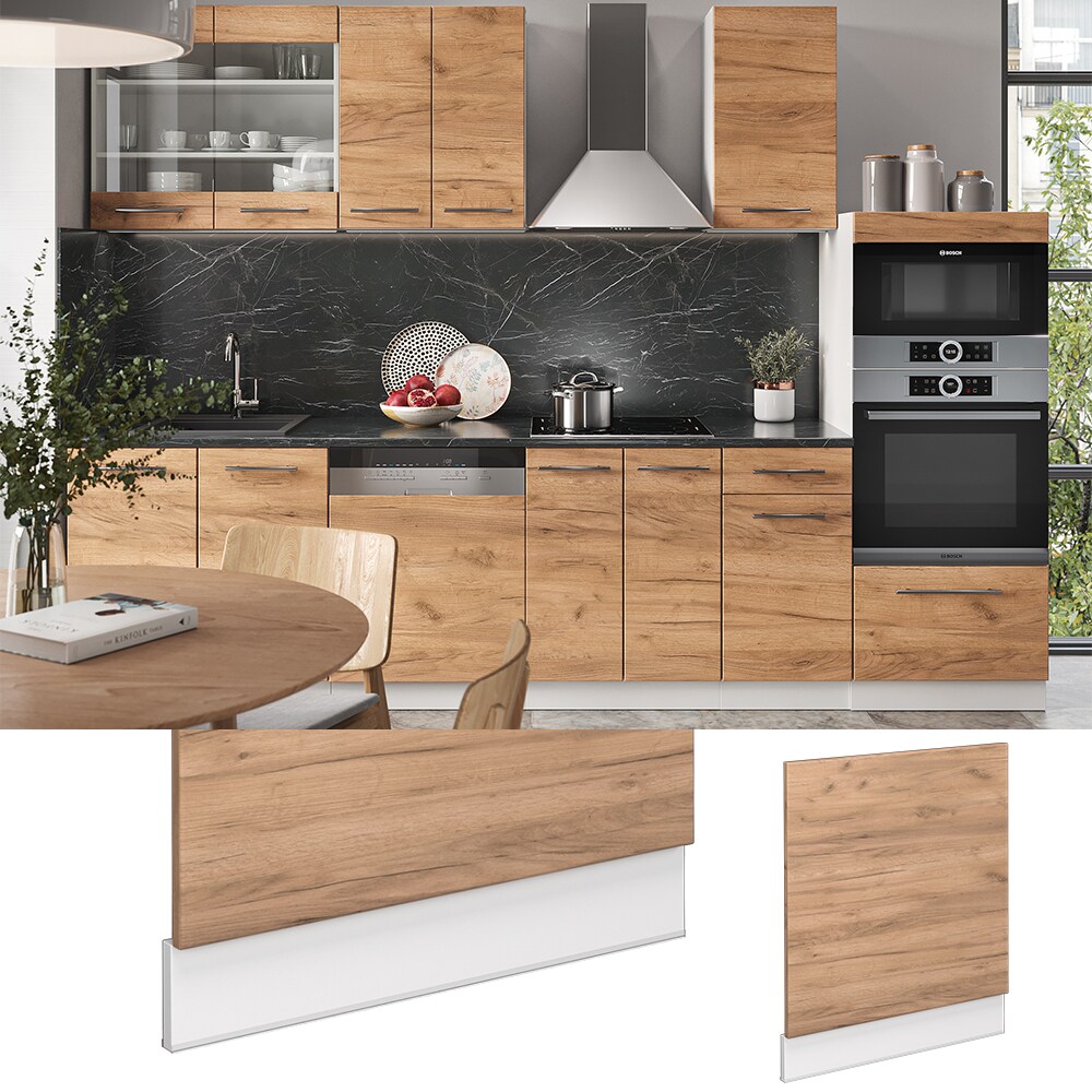 Vicco Geschirrspülerblende Küchenschrank Küchenmöbel Fame-Line Weiß Eiche modern 60 cm Küche Einbauküche Geschirrspüler Blende Küchenzeile