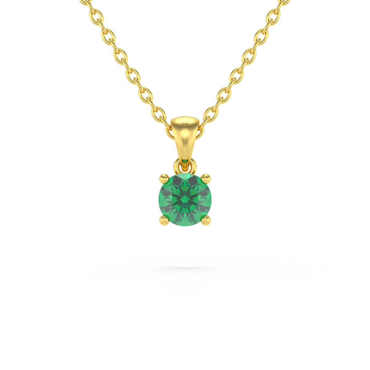 Collier Pendentif Or 585 Jaune Emeraude Chaine Or 585 incluse 0.23grs