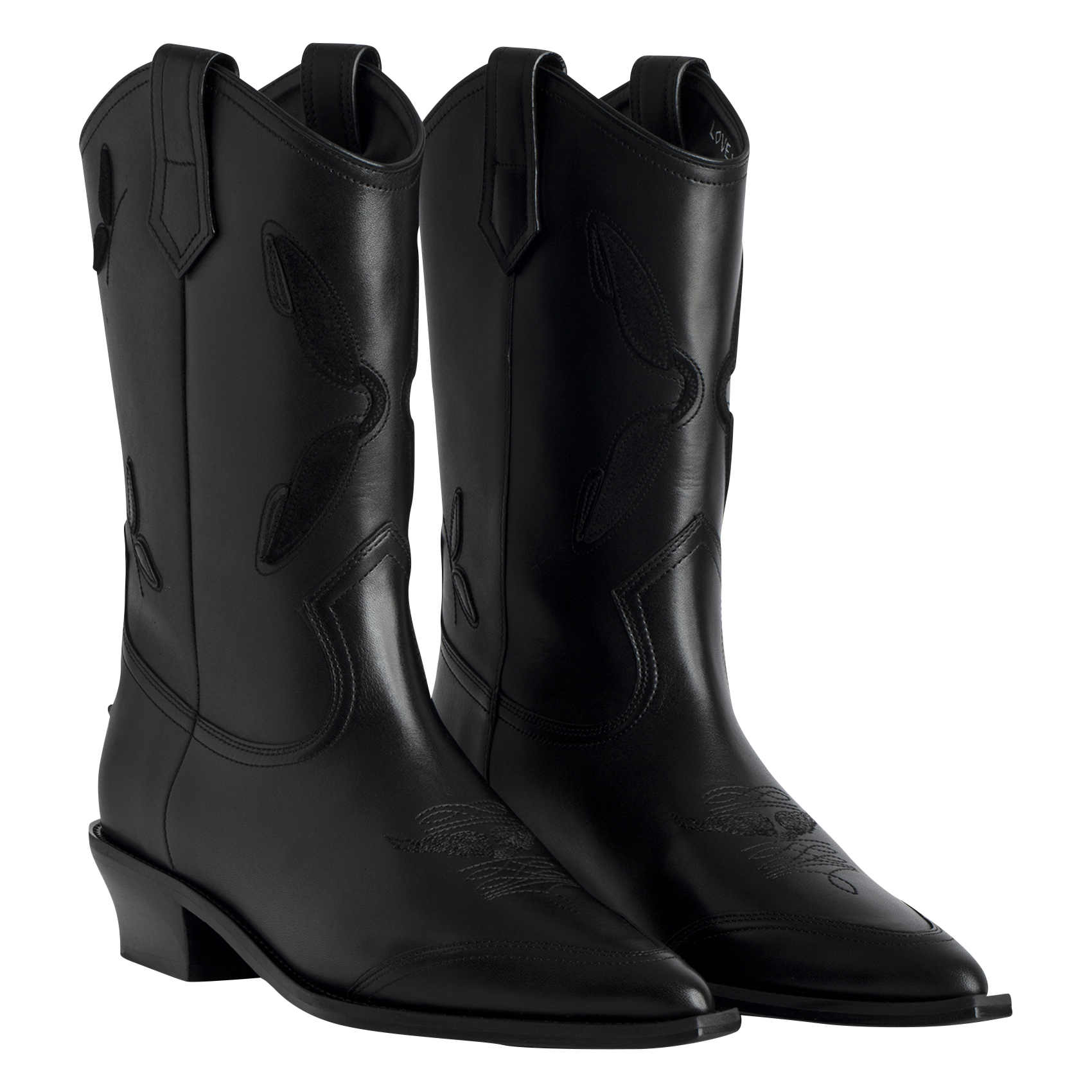 CARA WESTERN - Bottines western en cuir | Noir