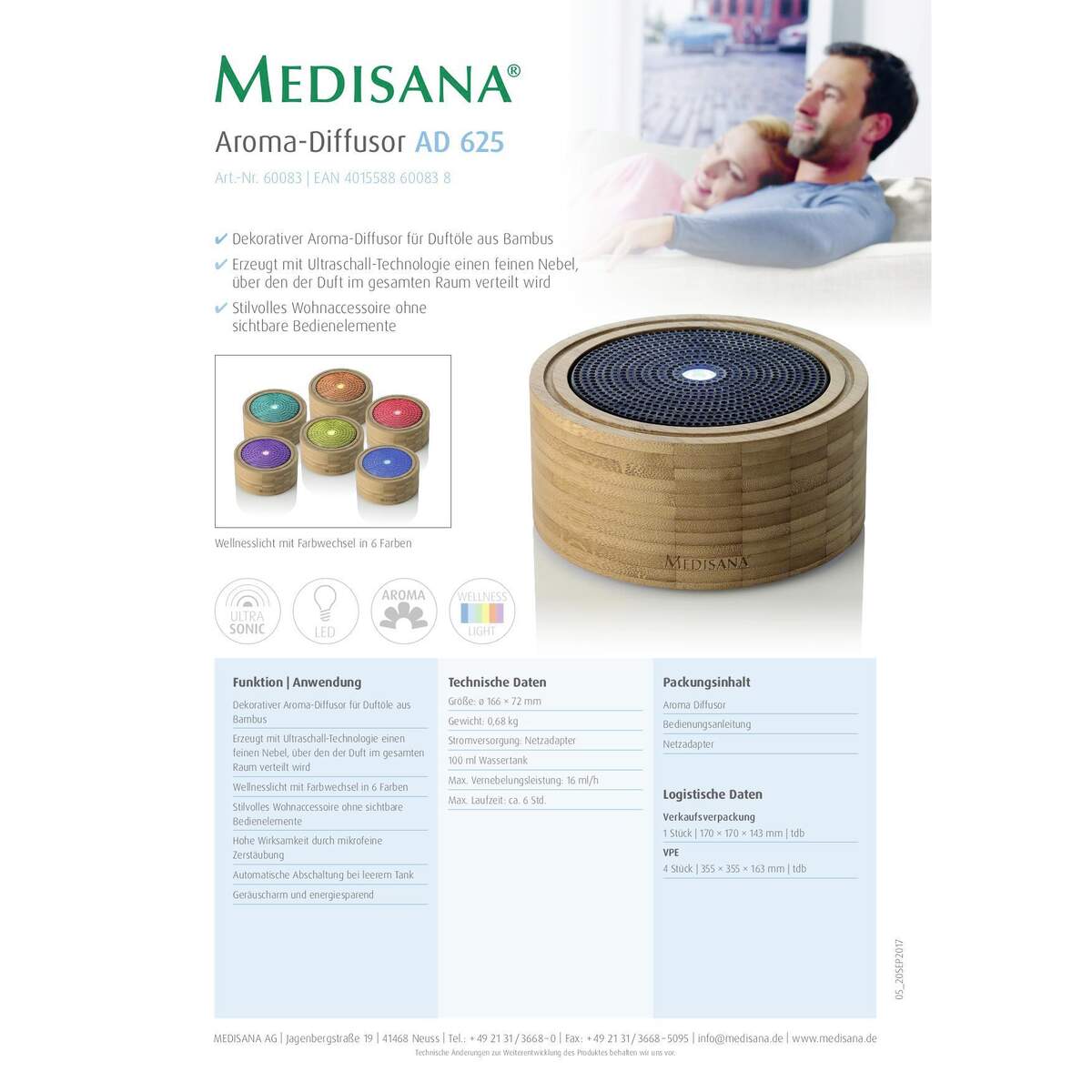 Aroma Diffusor AD625 Medisana Natur