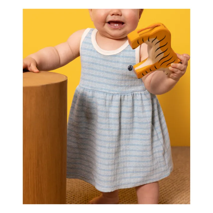 Petit Bateau Robe sans Manches Eponge Coton Bio | Bleu