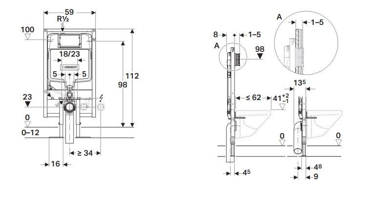 Geberit UP720 toiletset met Saniclear Jama randloze toiletpot en softclose zitting