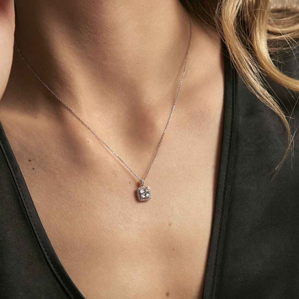 Collier Adrienne Or Blanc Oxyde De Zirconium
