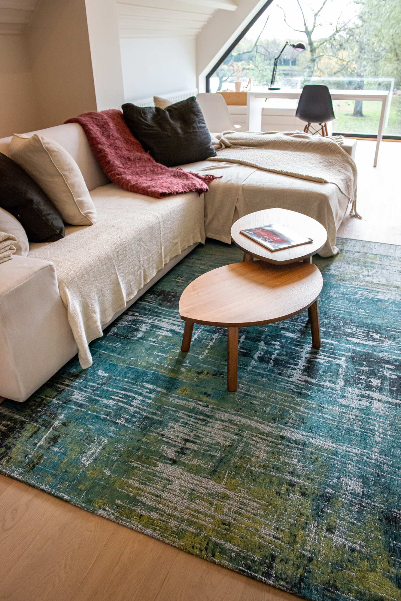 Ecorugs vloerkleed Streaks blauw 80x250 cm