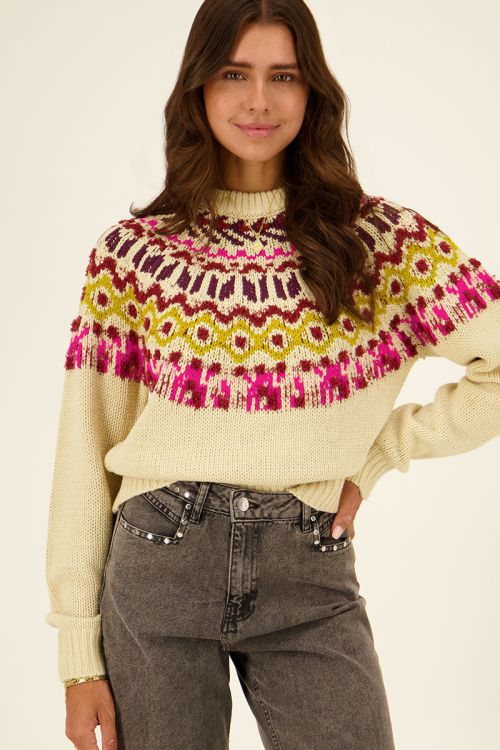Multikleur trui jacquard