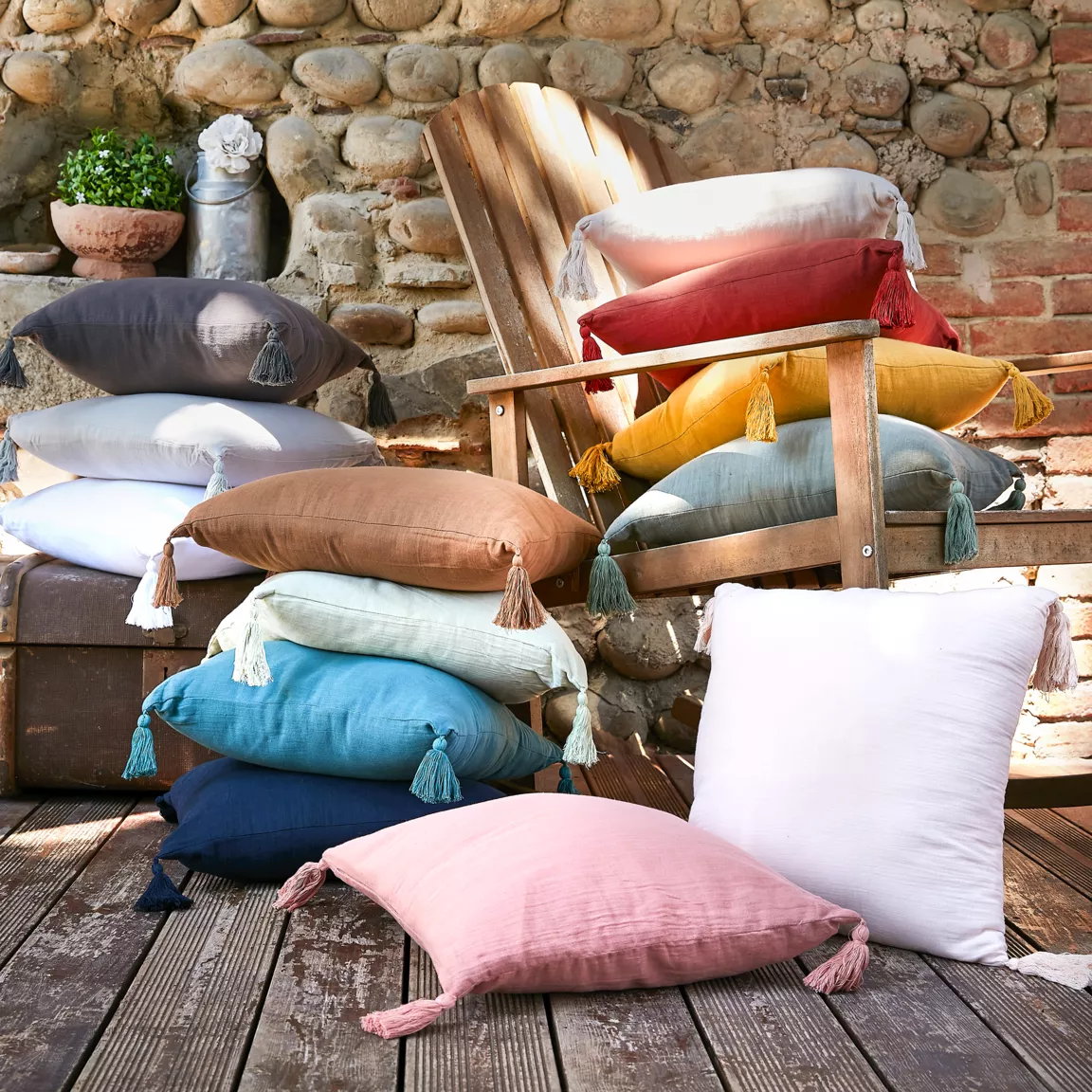 Coussin carré gaze de coton (40 x 40 cm) Gaïa Terracotta