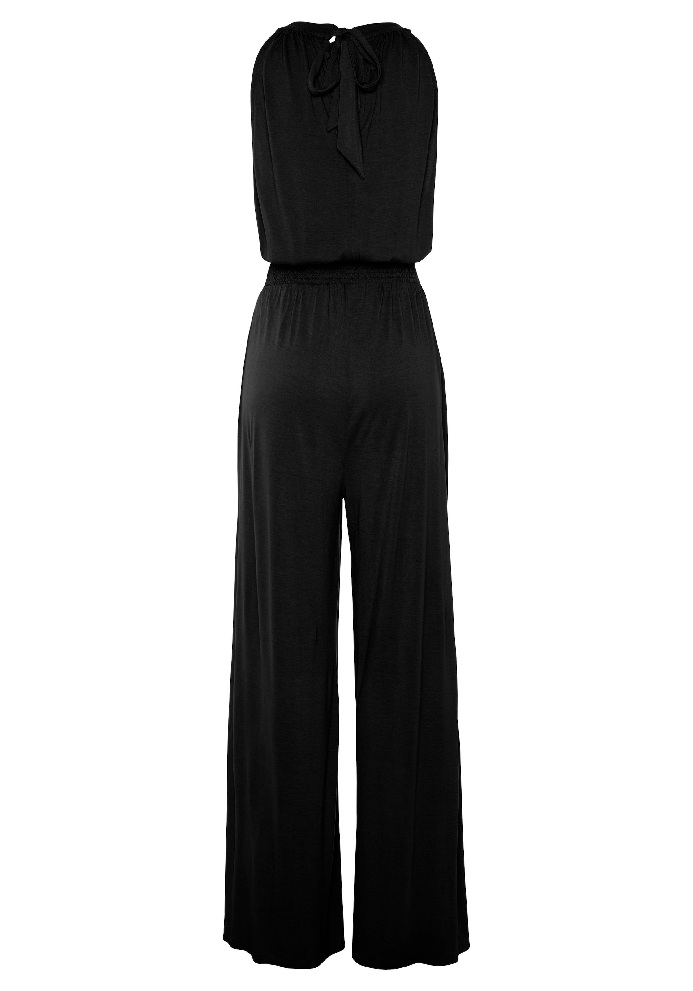s.Oliver Overall , mit breitem Smokeinsatz, langer Jumpsuit aus Viskosejersey