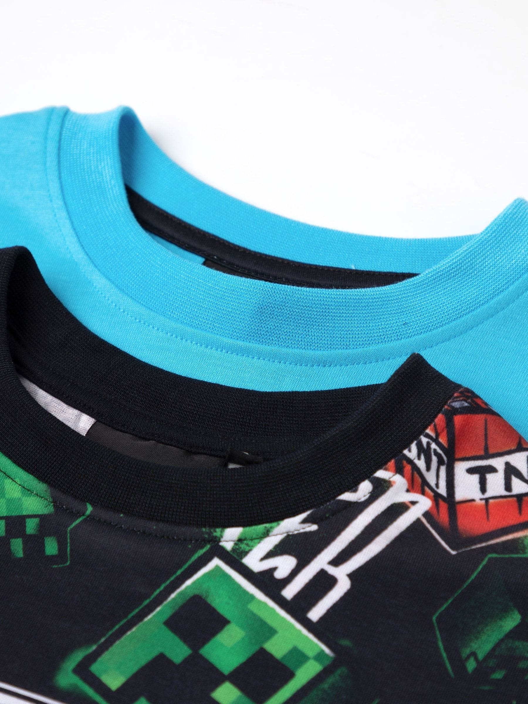 Mintblauw - Vanilla Underground Boys 100% Cotton Minecraft Short Sleeve Short Leg Pyjamas Set Pack of 2