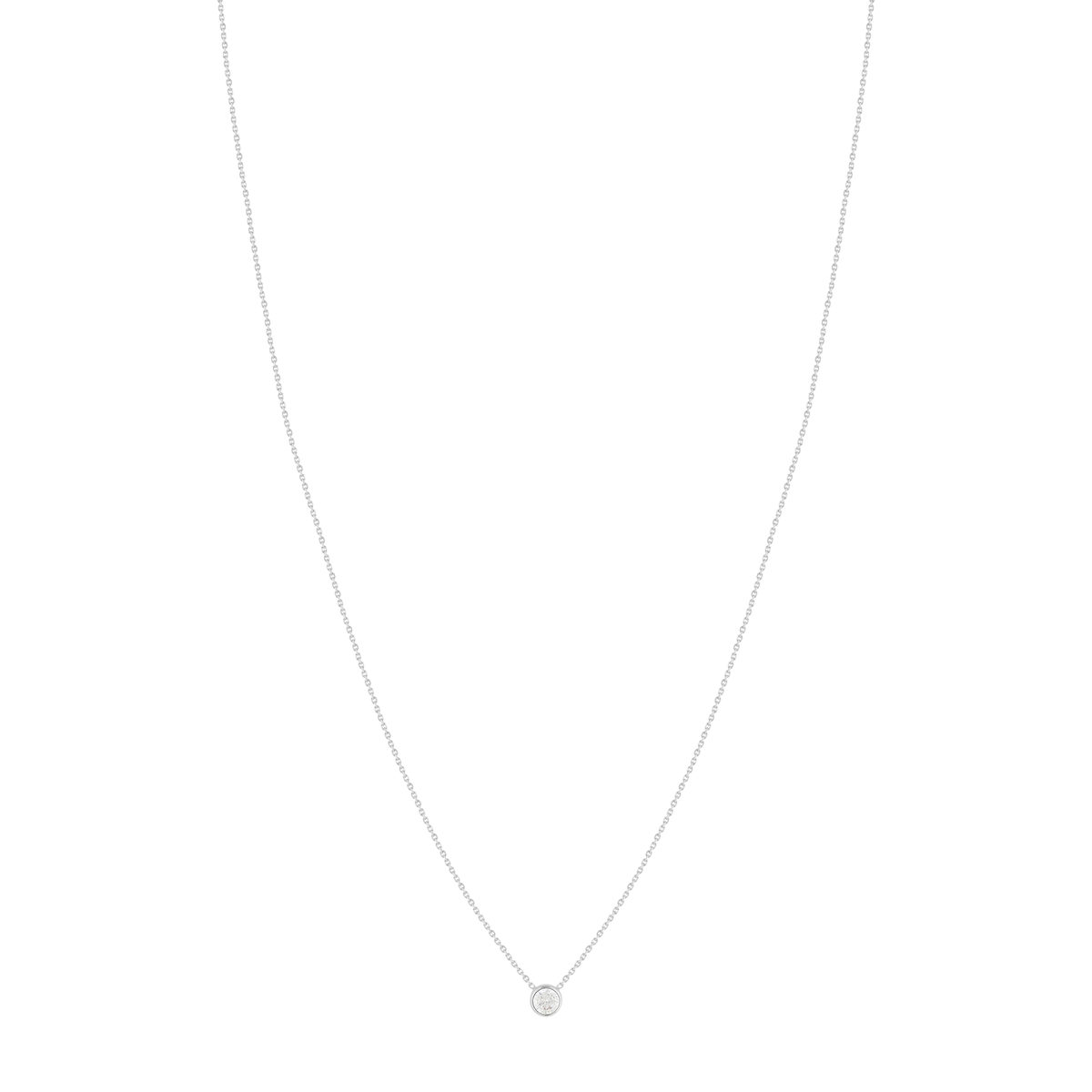 Collier or 375 blanc zirconia 45 cm
