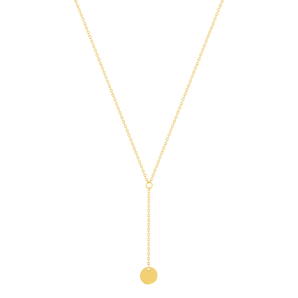 Collier acier doré jaune disque 47 cm