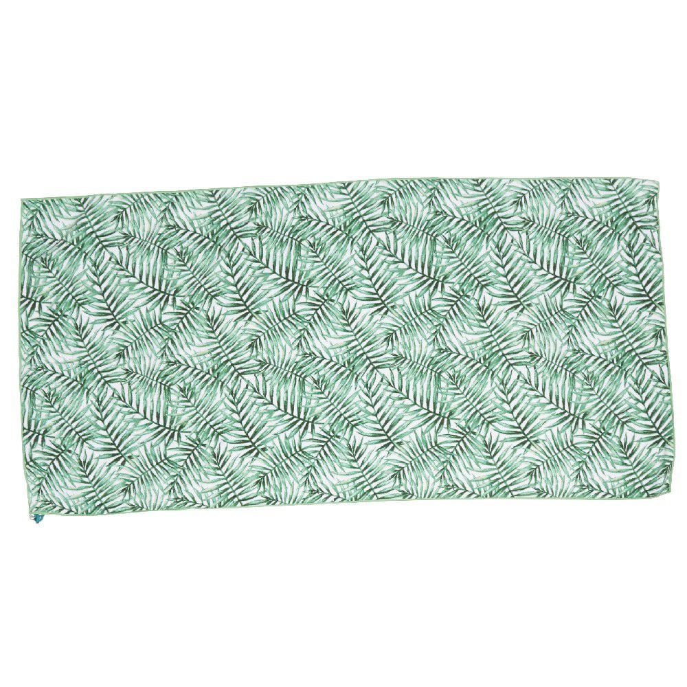 Serviette sac de plage 2 en 1 motif feuille vert blanc