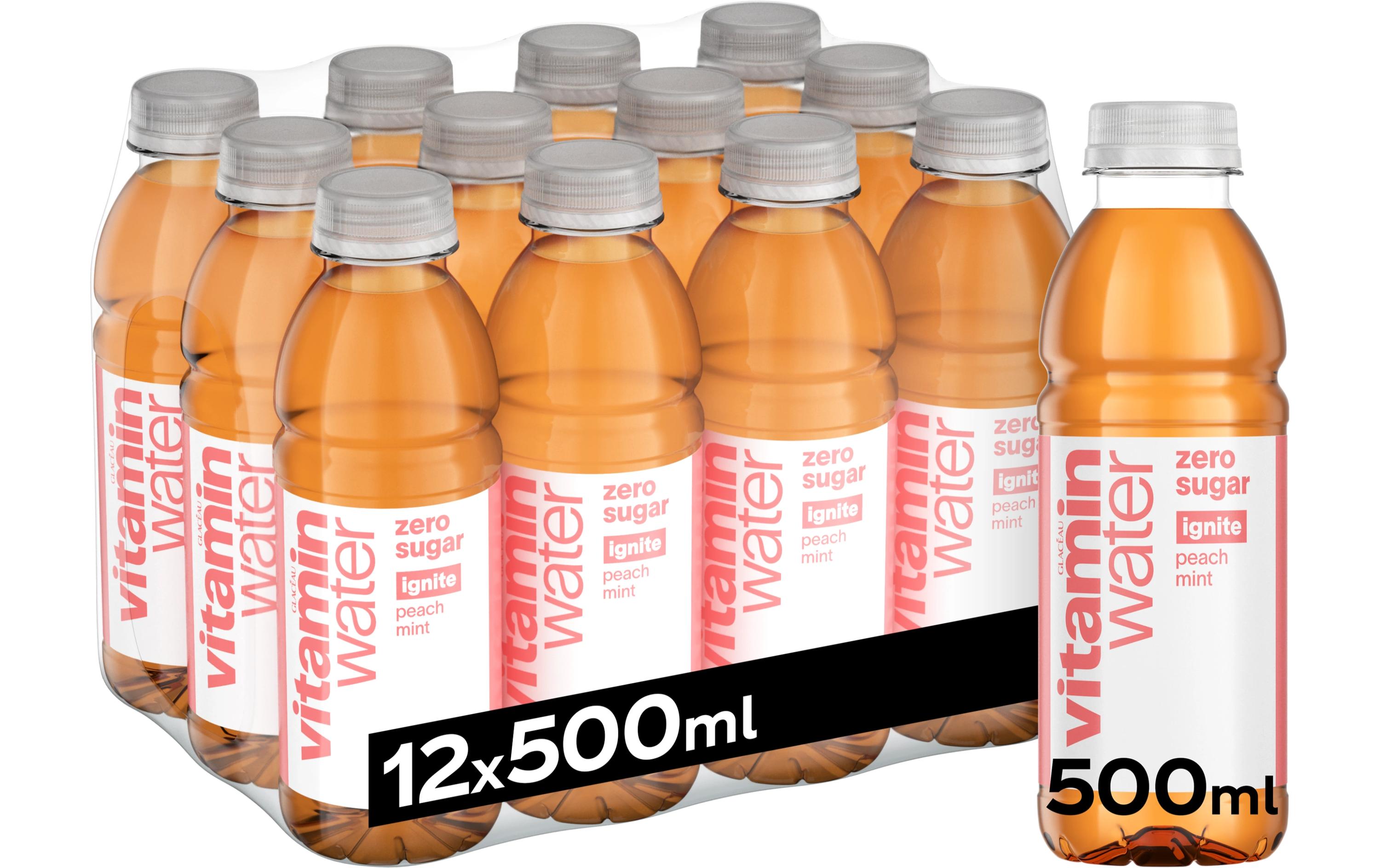 Glacéau Vitamin Water Zero Ignite 12 x 0.5 lKalorienfreies Erfrischungsgetränk mit Pfirsich-Minze Geschmack