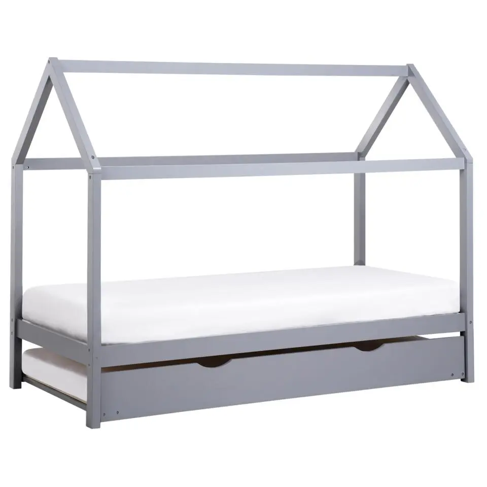 CRILLON - Onderschuifbed - Grijs - 90 x 200 - Hout