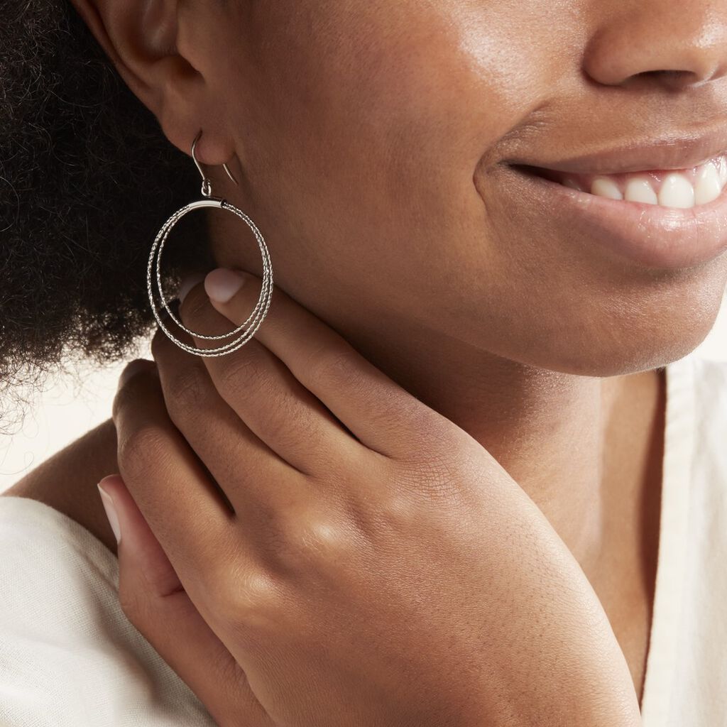 Boucles D'oreilles Pendantes Nadiona Argent Blanc